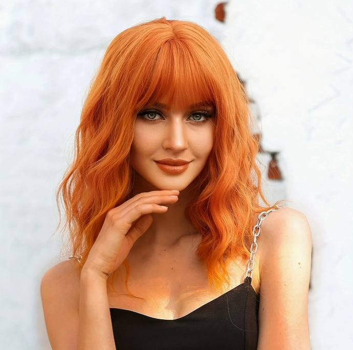 Women's orange big wave wig