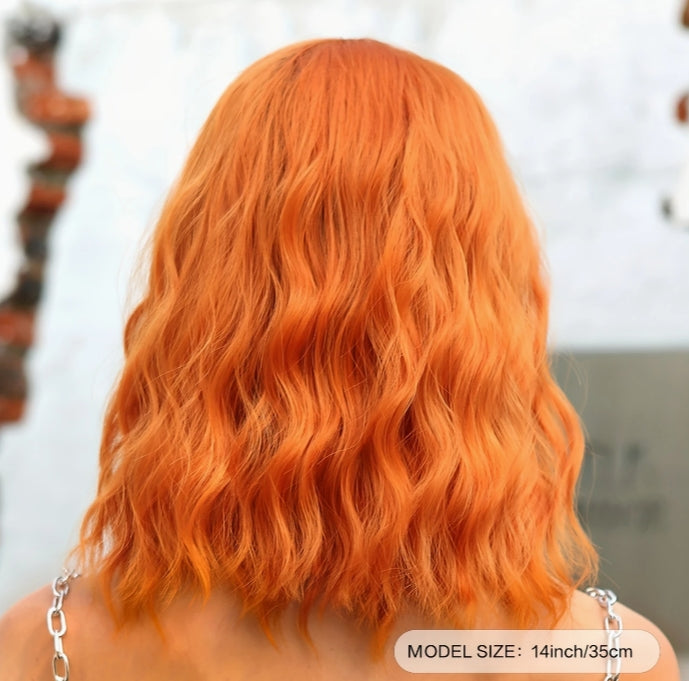 Women's orange big wave wig