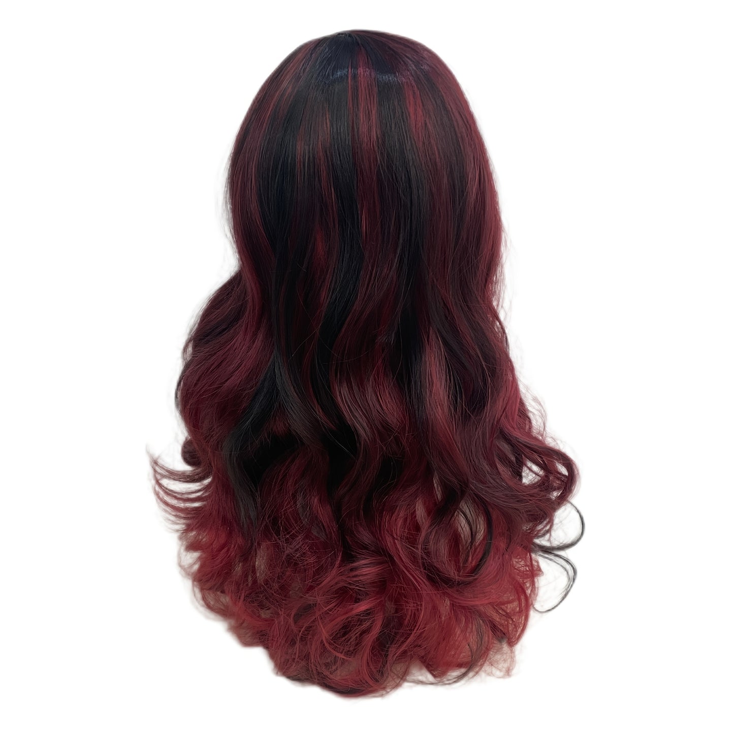 27.56-inch Women's mixed black and red curly hair wig