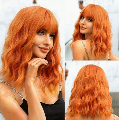 Women's orange big wave wig