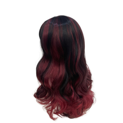 27.56-inch Women's mixed black and red curly hair wig